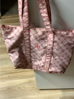 Polo by Ralph Lauren Pink Monogram Tote with Red RL Accent